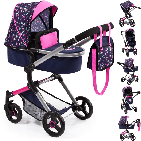 Bayer Design Kombi-Puppenwagen Neo Vario Herzchen Blau/pink Mit Herzen Und Meerjungfrau 3 Bayer Design Kombi-Puppenwagen Neo Vario Herzchen Blau/pink Mit Herzen Und Meerjungfrau
